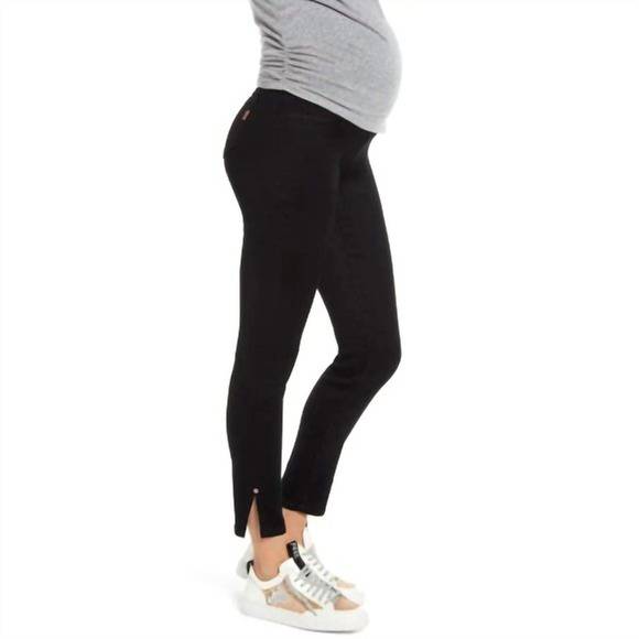 NEW 1822 DENIM butter ankle slit maternity jeans in black - Picture 2 of 4